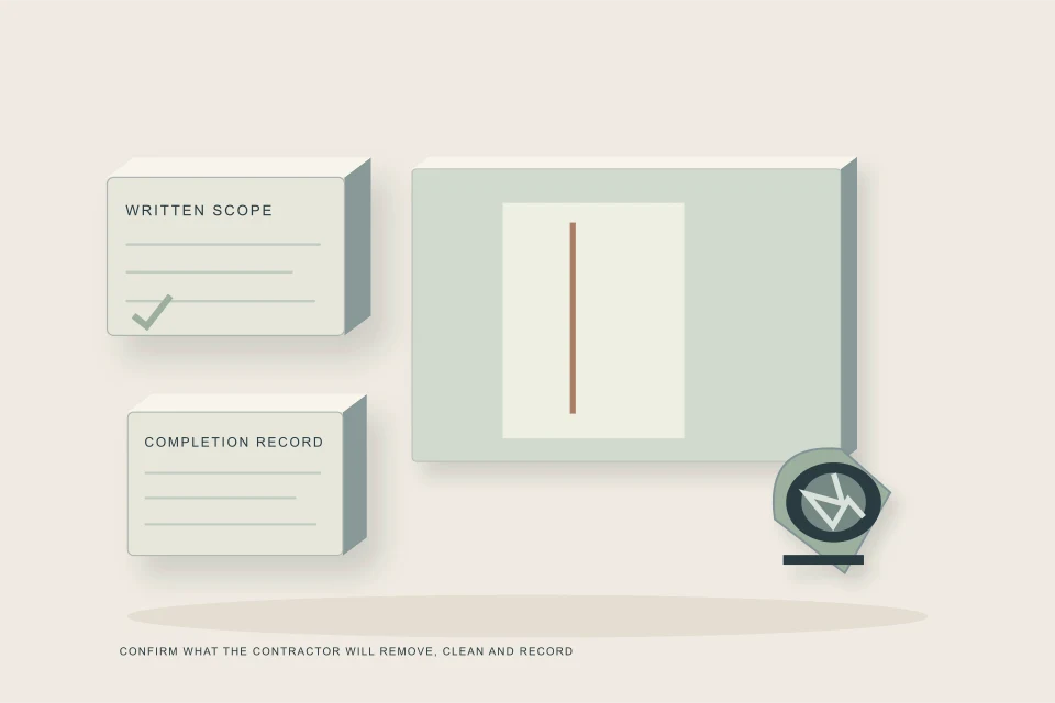 Conceptual illustration of restoration scope contract containment opening and equipment record