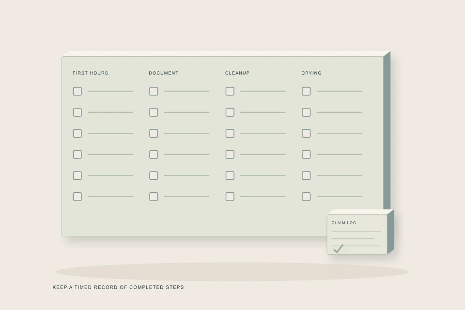 Conceptual illustration of twenty-four step recovery checklist grouped into four timed stages